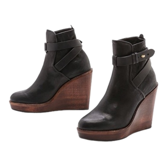 Rag & Bone Black & Brown Emery Wedge Boots- - Picture 4 of 14